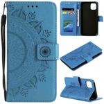 For iPhone 14 Totem Flower Embossed Leather Case (Blue)