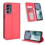 For Motorola Moto G62 5G Magnetic Buckle Retro Texture Leather Phone Case(Red)