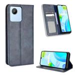For Realme C30 4G Magnetic Buckle Retro Texture Leather Phone Case(Blue)