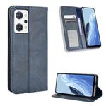 For OPPO Reno7 A Magnetic Buckle Retro Texture Leather Phone Case(Blue)