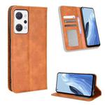 For OPPO Reno7 A Magnetic Buckle Retro Texture Leather Phone Case(Brown)