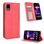 For TCL 30Z Magnetic Buckle Retro Texture Leather Phone Case(Red)