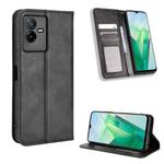 For vivo T2X 5G Magnetic Buckle Retro Texture Leather Phone Case(Black)