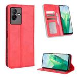For vivo T2X 5G Magnetic Buckle Retro Texture Leather Phone Case(Red)