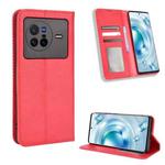 For vivo X80 5G Magnetic Buckle Retro Texture Leather Phone Case(Red)