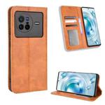 For vivo X80 5G Magnetic Buckle Retro Texture Leather Phone Case(Brown)