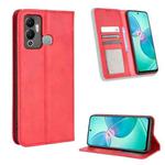 For Infinix Hot 12 Play Magnetic Buckle Retro Texture Leather Phone Case(Red)
