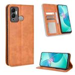 For Infinix Hot 12 Play Magnetic Buckle Retro Texture Leather Phone Case(Brown)