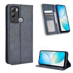 For Infinix Hot 12i Magnetic Buckle Retro Texture Leather Phone Case(Blue)