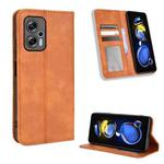 For Xiaomi Redmi Note 11T Pro 5G Magnetic Buckle Retro Texture Leather Phone Case(Brown)
