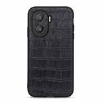 For Honor X40i Accurate Hole Crocodile Texture Genuine Leather Phone Case(Black)