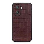 For Honor X40i Accurate Hole Crocodile Texture Genuine Leather Phone Case(Brown)