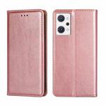 For OPPO Reno7 A JP Version Gloss Oil Solid Color Magnetic Flip Leather Phone Case(Rose Gold)