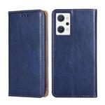 For OPPO Reno7 A JP Version Gloss Oil Solid Color Magnetic Flip Leather Phone Case(Blue)