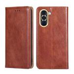 For Huawei nova 10 Gloss Oil Solid Color Magnetic Flip Leather Phone Case(Brown)