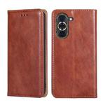 For Huawei nova 10 Pro Gloss Oil Solid Color Magnetic Flip Leather Phone Case(Brown)