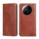 For Xiaomi 12S Ultra Gloss Oil Solid Color Magnetic Flip Leather Phone Case(Brown)