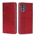 For Motorola Moto G62 5G Cow Texture Magnetic Horizontal Flip Leather Phone Case(Red)