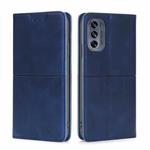 For Motorola Moto G62 5G Cow Texture Magnetic Horizontal Flip Leather Phone Case(Blue)