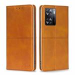 For OPPO A57 4G 2022 Cow Texture Magnetic Horizontal Flip Leather Phone Case(Light Brown)