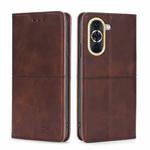 For Huawei Nova 10 Cow Texture Magnetic Horizontal Flip Leather Phone Case(Dark Brown)