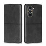 For Huawei Nova 10 Pro Cow Texture Magnetic Horizontal Flip Leather Phone Case(Black)