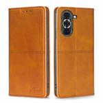For Huawei Nova 10 Pro Cow Texture Magnetic Horizontal Flip Leather Phone Case(Light Brown)