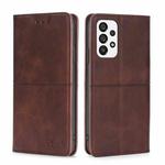 For Samsung Galaxy A73 5G Cow Texture Magnetic Horizontal Flip Leather Phone Case(Dark Brown)