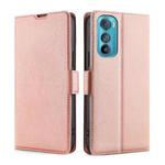 For Motorola Edge 30 Ultra-thin Voltage Side Buckle Horizontal Flip Leather Phone Case(Rose Gold)