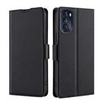 For Motorola Moto G 5G 2022 Ultra-thin Voltage Side Buckle Horizontal Flip Leather Phone Case(Black)