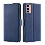 For Motorola Moto G42 4G Ultra-thin Voltage Side Buckle Horizontal Flip Leather Phone Case(Blue)