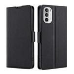 For Motorola Moto G52 4G/G82 5G Ultra-thin Voltage Side Buckle Horizontal Flip Leather Phone Case(Black)