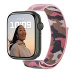 Nylon Loop Watch Band For  Apple Watch Ultra 49mm / Series 8&7 45mm / SE 2&6&SE&5&4 44mm / 3&2&1 42mm(Pink Camouflage)