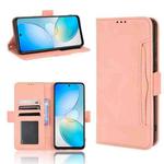 For Infinix Hot 12 Skin Feel Calf Texture Card Slots Leather Phone Case(Pink)