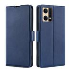 For OPPO Reno7 4G/F21 Pro 4G Ultra-thin Voltage Side Buckle Horizontal Flip Leather Phone Case(Blue)