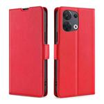 For OPPO Reno8 5G Ultra-thin Voltage Side Buckle Horizontal Flip Leather Phone Case(Red)