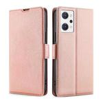 For OPPO Reno7 A JP Version Ultra-thin Voltage Side Buckle Horizontal Flip Leather Phone Case(Rose Gold)