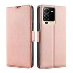 For vivo S15 5G Ultra-thin Voltage Side Buckle Horizontal Flip Leather Phone Case(Rose Gold)