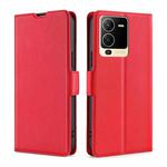 For vivo S15 5G Ultra-thin Voltage Side Buckle Horizontal Flip Leather Phone Case(Red)