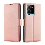 For vivo S15 Pro 5G Ultra-thin Voltage Side Buckle Horizontal Flip Leather Phone Case(Rose Gold)