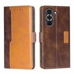 For Huawei nova 10 Pro Contrast Color Side Buckle Leather Phone Case(Dark Brown+Gold)