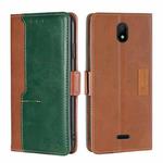 For Nokia C100 Contrast Color Side Buckle Leather Phone Case(Light Brown+Green)