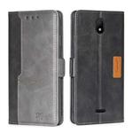 For Nokia C100 Contrast Color Side Buckle Leather Phone Case(Black+Grey)