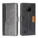 For Nokia C200 Contrast Color Side Buckle Leather Phone Case(Black+Grey)