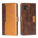 For Samsung Galaxy Xcover6 Pro / Xcover Pro 2 Contrast Color Side Buckle Leather Phone Case(Dark Brown+Gold)