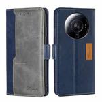 For Xiaomi 12S Ultra Contrast Color Side Buckle Leather Phone Case(Blue+Grey)