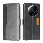 For Xiaomi 12S Ultra Contrast Color Side Buckle Leather Phone Case(Black+Grey)