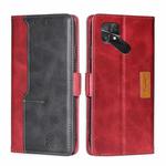 For Xiaomi Poco C40 Contrast Color Side Buckle Leather Phone Case(Red+Black)