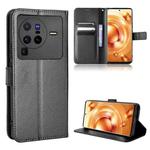For vivo X80 Pro 5G Diamond Texture Leather Phone Case(Black)