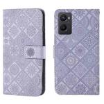 For OPPO A96 4G Ethnic Style Embossed Pattern Leather Phone Case(Purple)